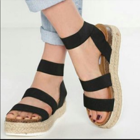 Black Espadrille Sandals - Picture 2 of 3